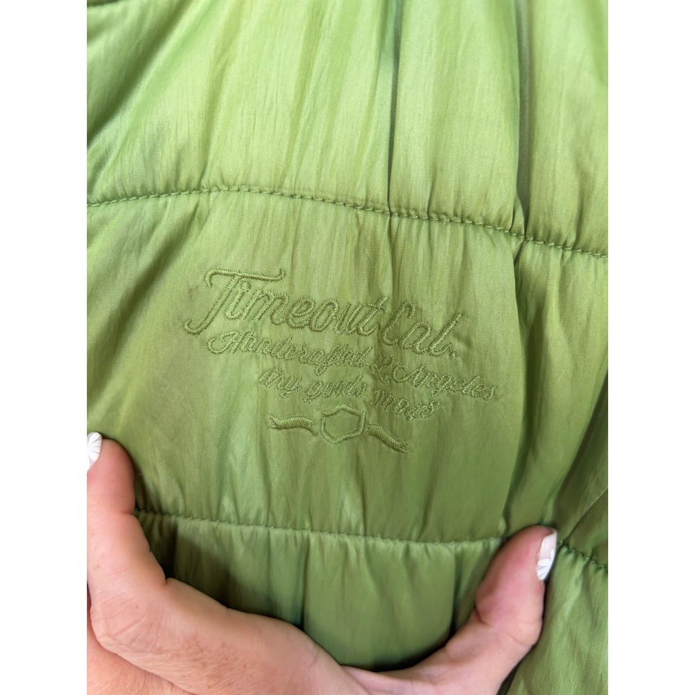 Timeout California Women Olive Green Puffer Vest Hooded Zip Size M 134086270NY05 - Picture 3 of 7